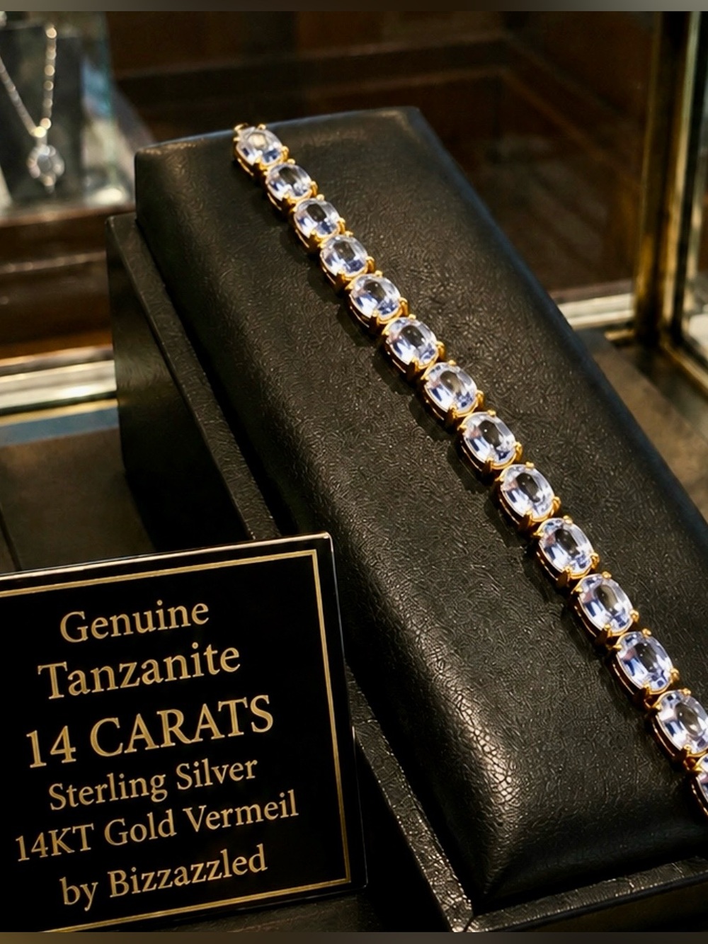 14ct Tanzanite Tennis bracelet 18K Yellow Gold Electroplated 925